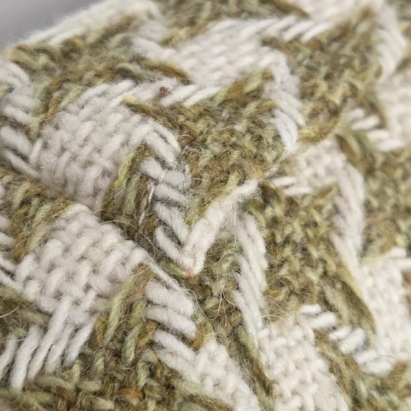 WALTER Green Cream Houndstooth Wool Blend Tweed Cropped Jacket Size 4 - Picture 3 of 12